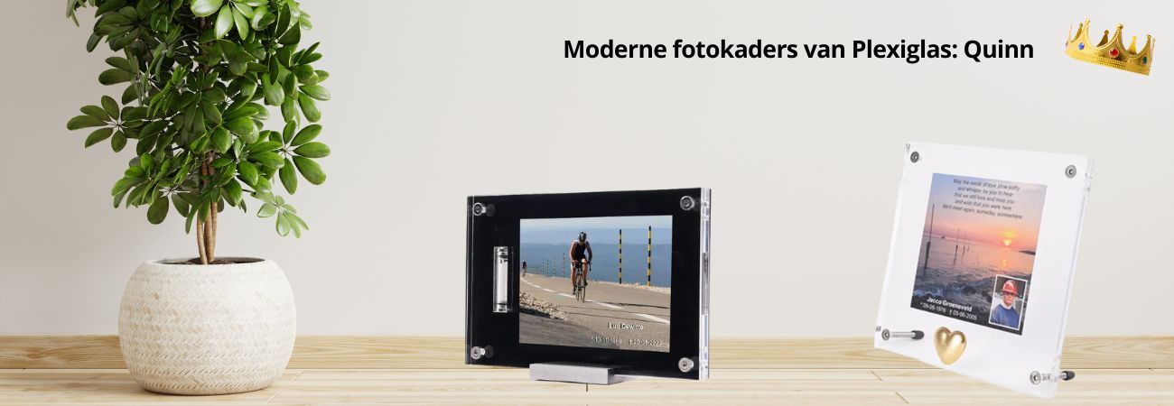 Quinn fotokaders met urn